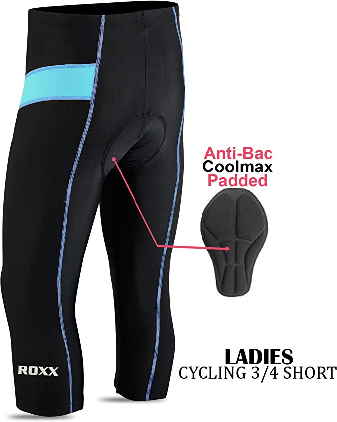 ROXX Women's ladies Quality ¾ Three Quarter Legging Cycling Shorts Cool-max Padded Outdoor Cycle Tight girl Shorts SPORTS