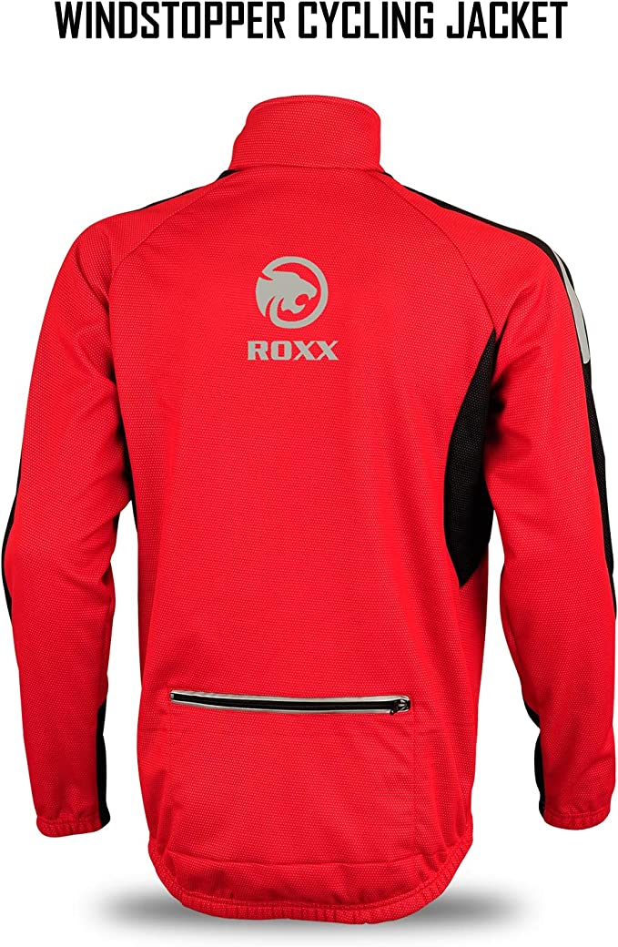 ROXX Mens Performance Lightweight Full Zipper Cycling Jacket Windstopper Thermal Winter Breathable Running Hi viz