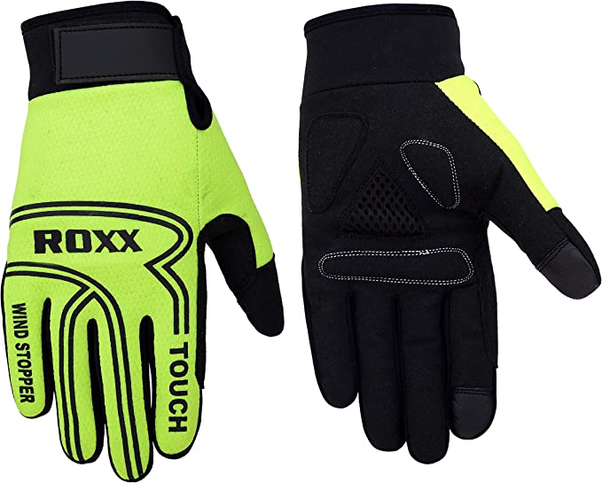 ROXX Cycling Gloves Windproof Gel Padded Touchscreen Full Finger Skidproof Biking Gloves