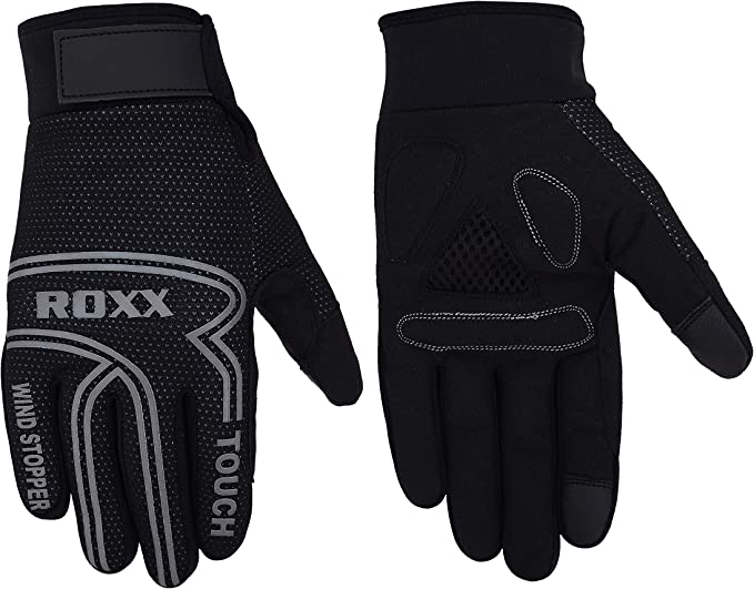 ROXX Cycling Gloves Windproof Gel Padded Touchscreen Full Finger Skidproof Biking Gloves