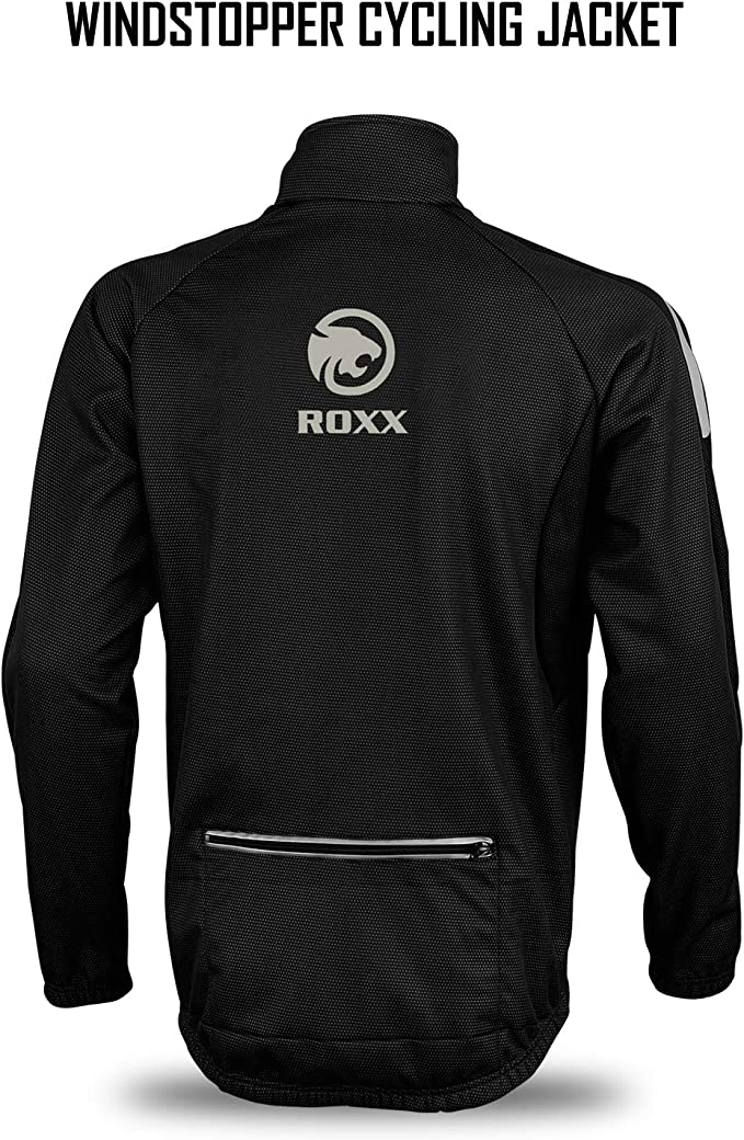 ROXX Mens Performance Lightweight Full Zipper Cycling Jacket Windstopper Thermal Winter Breathable Running Hi viz