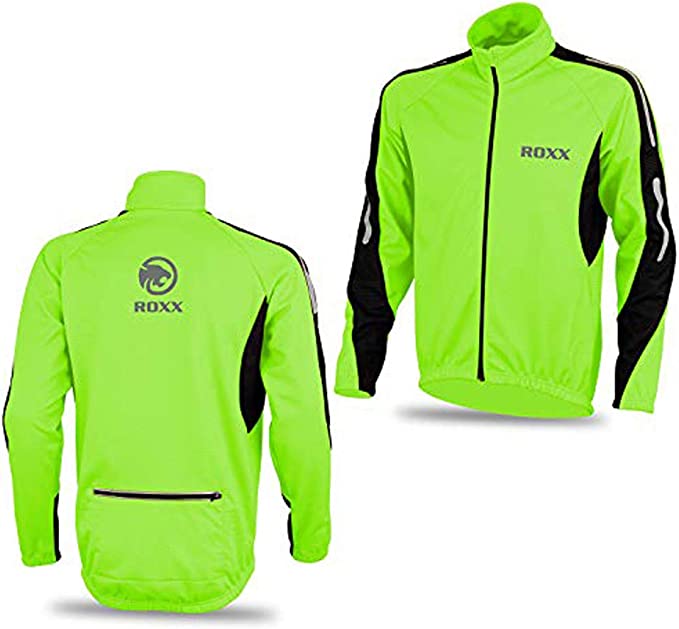 ROXX Mens Performance Lightweight Full Zipper Cycling Jacket Windstopper Thermal Winter Breathable Running Hi viz