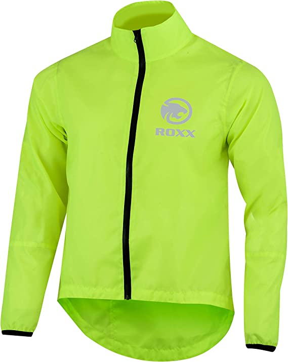 ROXX Cycling Full Zipper Jacket High Visibility Lightweight Waterproof Running Top Rain Coat Breathable Rain Jacket