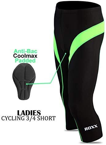 ROXX Women's ladies Quality ¾ Three Quarter Legging Cycling Shorts Cool-max Padded Outdoor Cycle Tight girl Shorts SPORTS