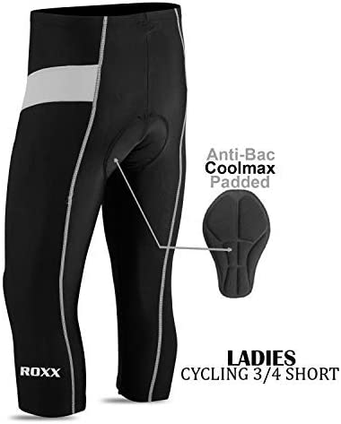 ROXX Women's ladies Quality ¾ Three Quarter Legging Cycling Shorts Cool-max Padded Outdoor Cycle Tight girl Shorts SPORTS