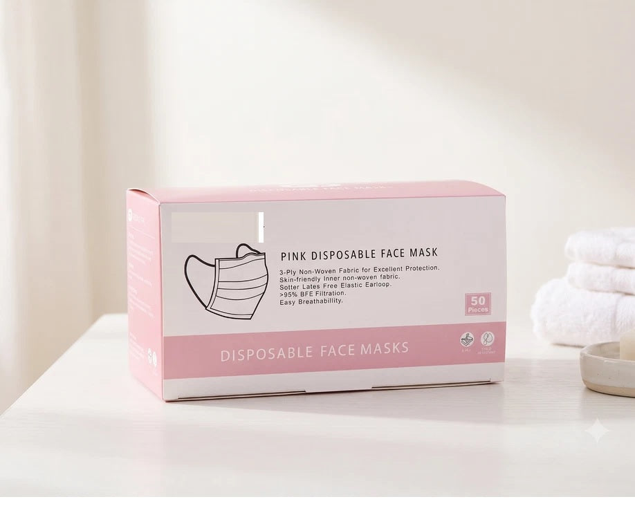 3-Ply Disposable Surgical Face Masks - Pack Of 50