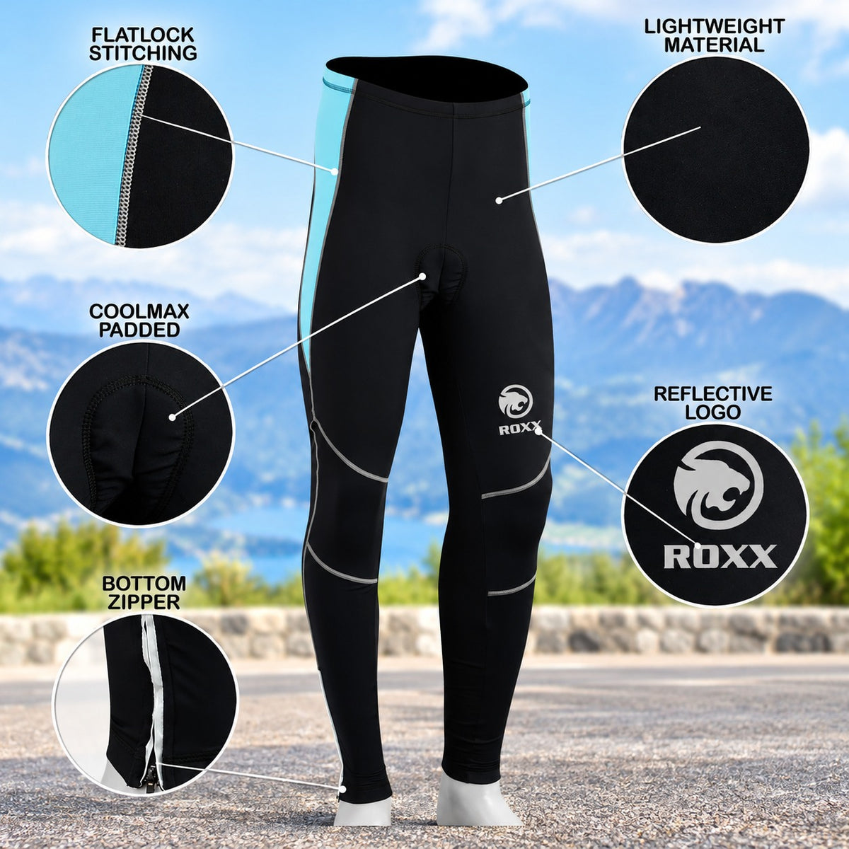 ROXX Ladies Cycling Long Tights Padded Winter Thermal Pants Women Cycle Bicycle Trousers Quick Dry UV Protection Bike Legging