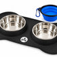 Stainless Steel Dog Bowls with Non slip Silicone Mat | 2 x 400ML Food Bowl for Dogs & Cats | Dishwasher Safe Puppies Feeding Bowls