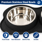 Stainless Steel Dog Bowls with Non slip Silicone Mat | 2 x 400ML Food Bowl for Dogs & Cats | Dishwasher Safe Puppies Feeding Bowls