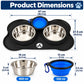 Stainless Steel Dog Bowls with Non slip Silicone Mat | 2 x 400ML Food Bowl for Dogs & Cats | Dishwasher Safe Puppies Feeding Bowls