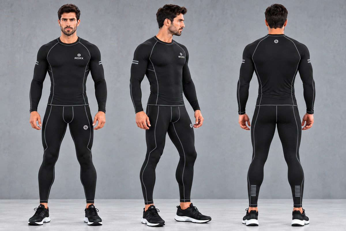 Mens Compression Armour Base layer Top Thermal Skin Fit Shirt + Leggings set