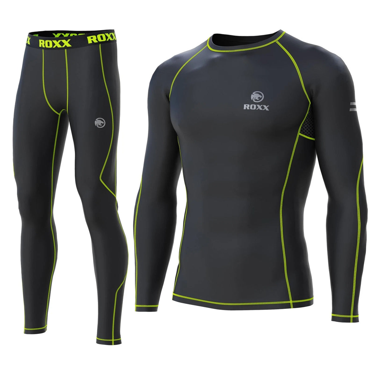 Mens Compression Armour Base layer Top Thermal Skin Fit Shirt + Leggings set