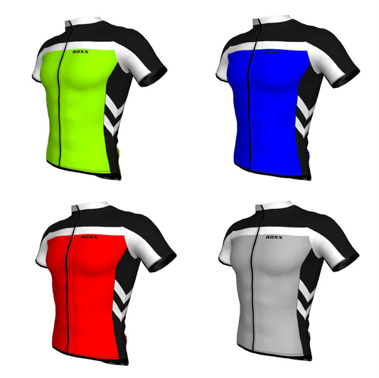 ROXX SPORTS Men's Cycling Jersey Short Sleeves Road and Mountain Bike Shirt MTB Top Zipper Rear Pockets
