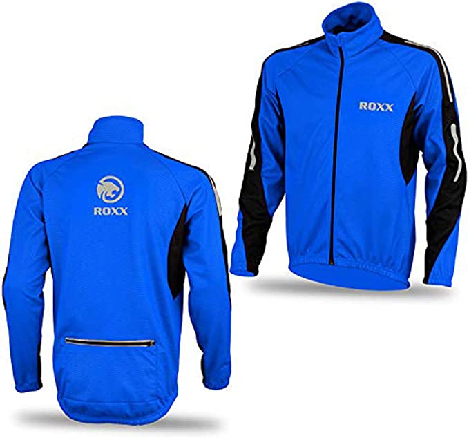 ROXX Mens Performance Lightweight Full Zipper Cycling Jacket Windstopper Thermal Winter Breathable Running Hi viz